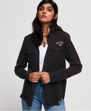 Superdry Ramona Military Női Ing Fekete | AZQIN2049